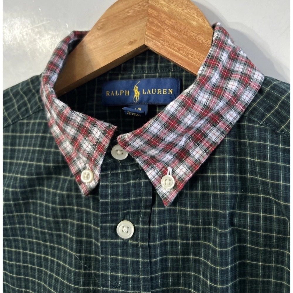 Boys Ralph Lauren Holiday Christmas Plaid L/S Button Down Large 14-16 Clean